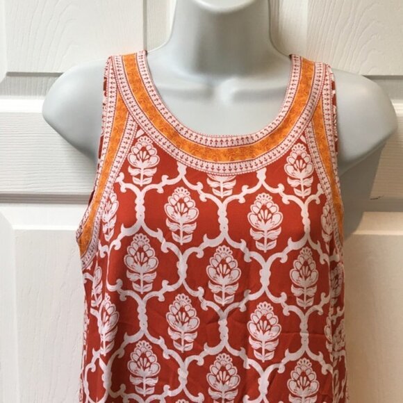 𝅺hatley Orange White Floral Print Sleeveless Dress - Picture 3 of 9